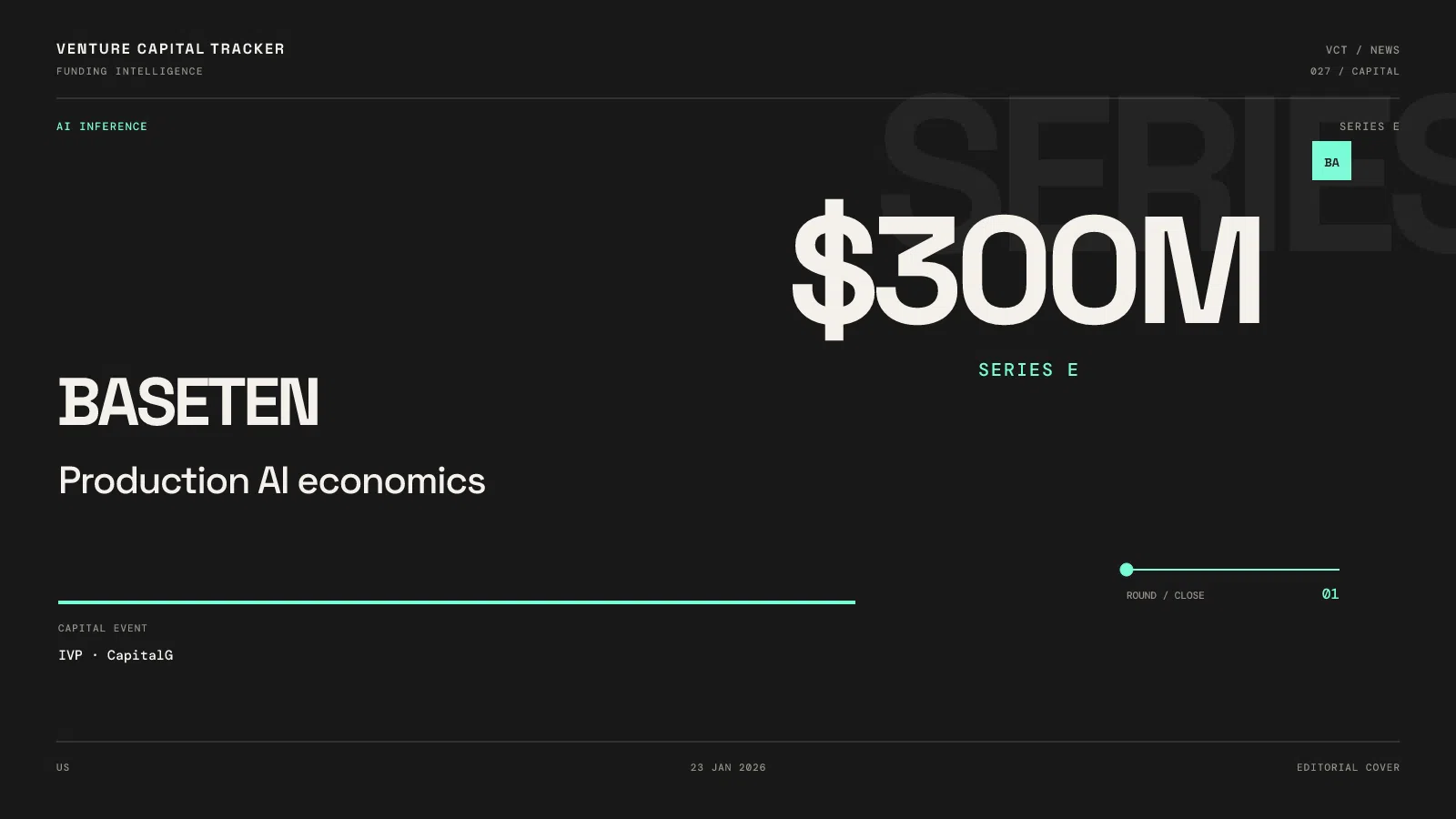 Baseten $300M Series E co-led by IVP and CapitalG, January 23 2026