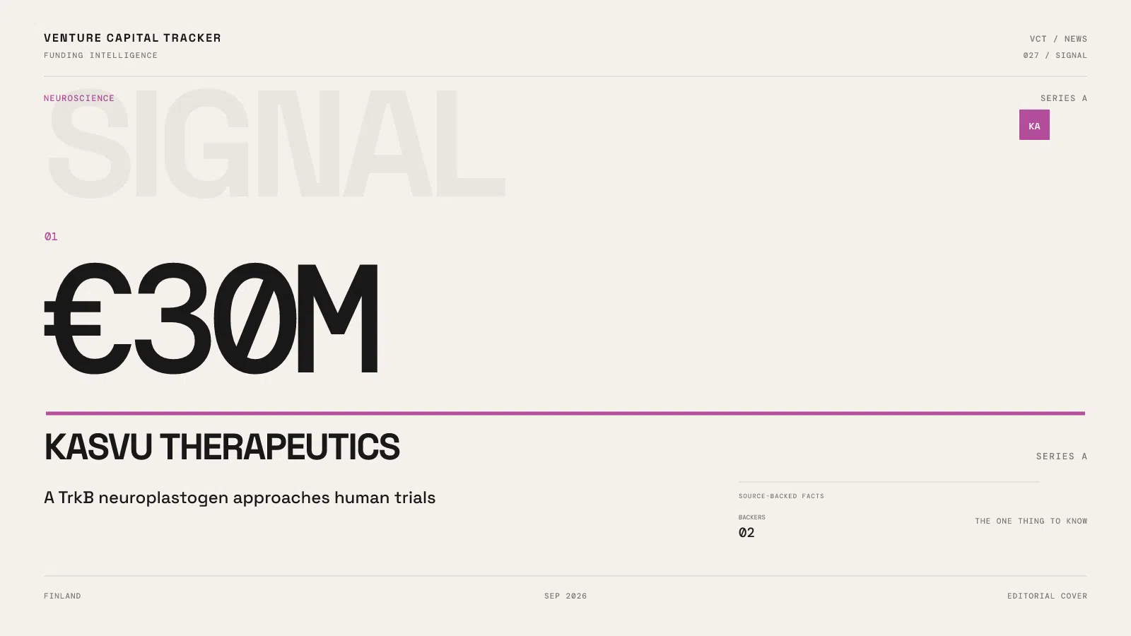 Kasvu Therapeutics €30 million Series A