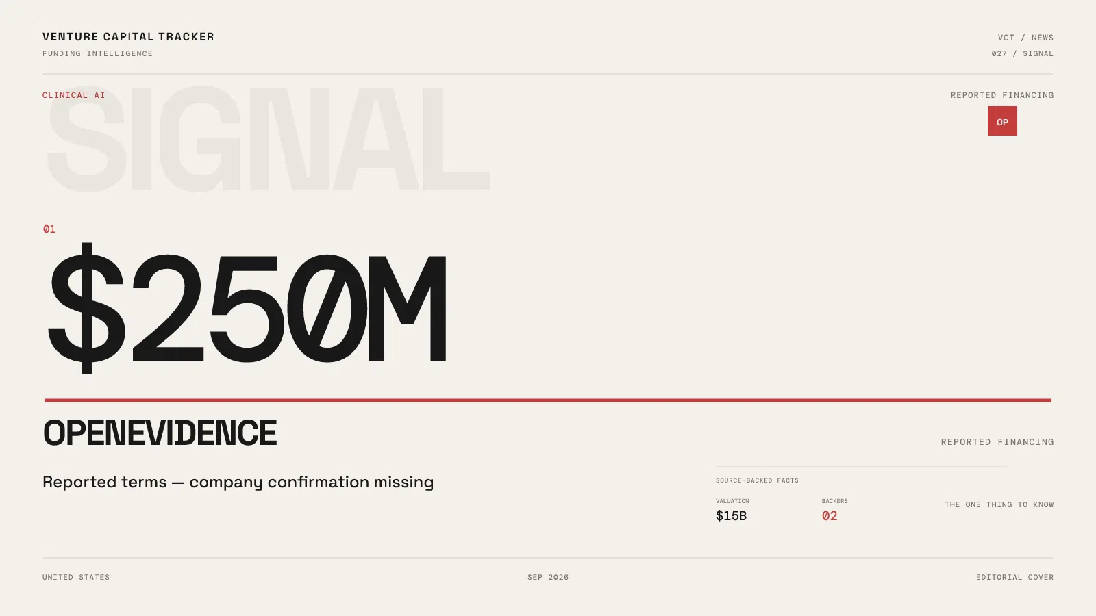 OpenEvidence reported $250 million financing at $15 billion