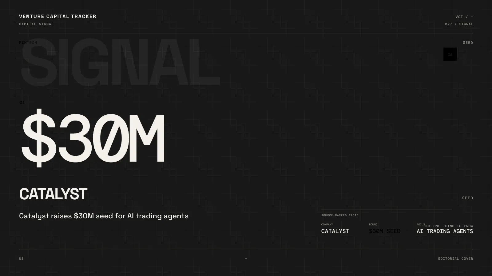 Catalyst $30 million seed round for AI trading agents