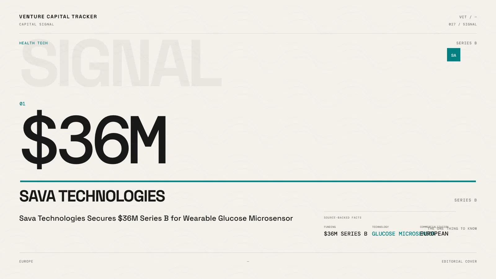 Sava Technologies $36 million Series B for a glucose microsensor
