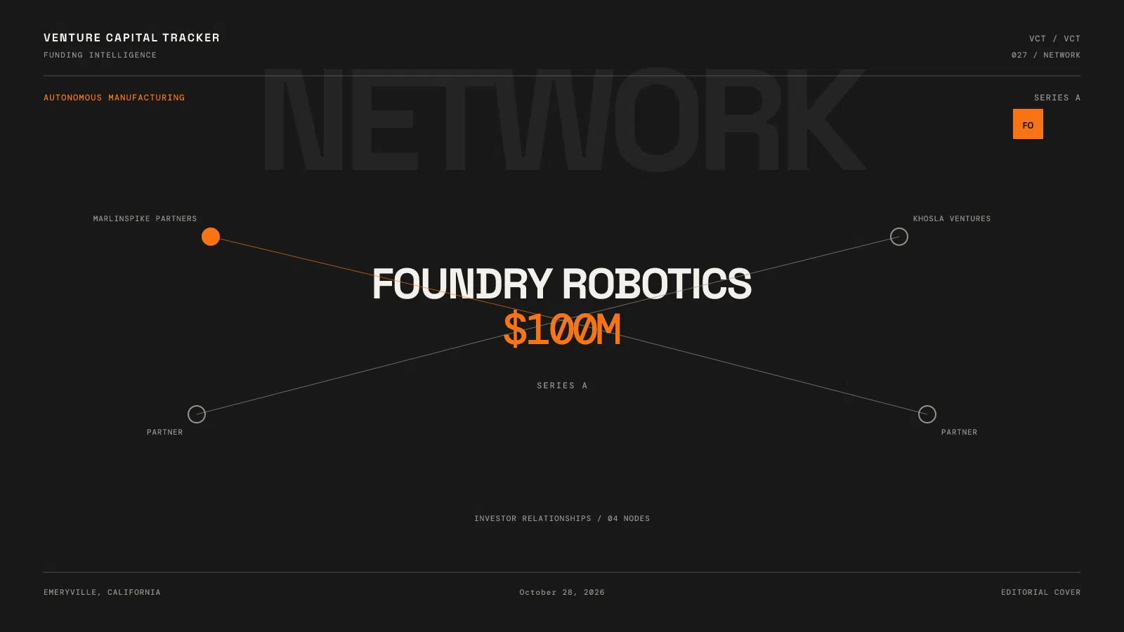 Foundry Robotics $100 million Series A for autonomous assembly factories.