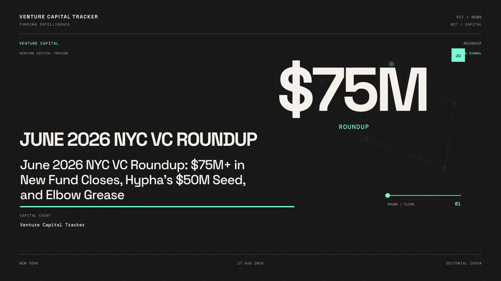 June 2026 NYC VC Roundup: $75M+ in New Fund Closes, Hypha's $50M Seed, and Elbow Grease