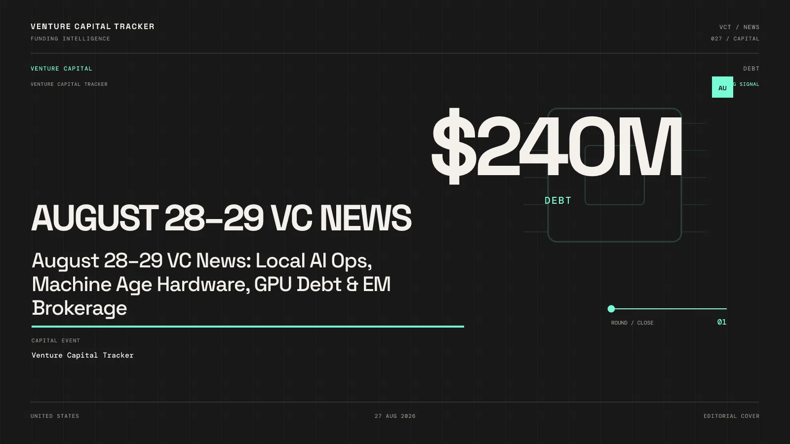 August 28–29 VC News: Local AI Ops, Machine Age Hardware, GPU Debt & EM Brokerage