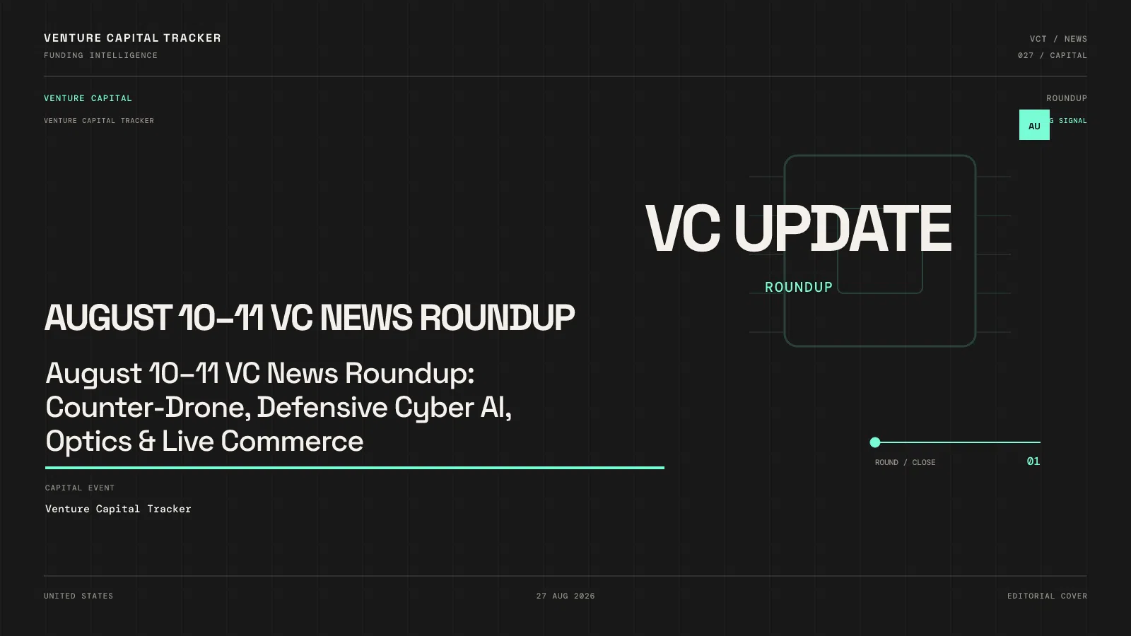 August 10–11 VC News Roundup: Counter-Drone, Defensive Cyber AI, Optics & Live Commerce