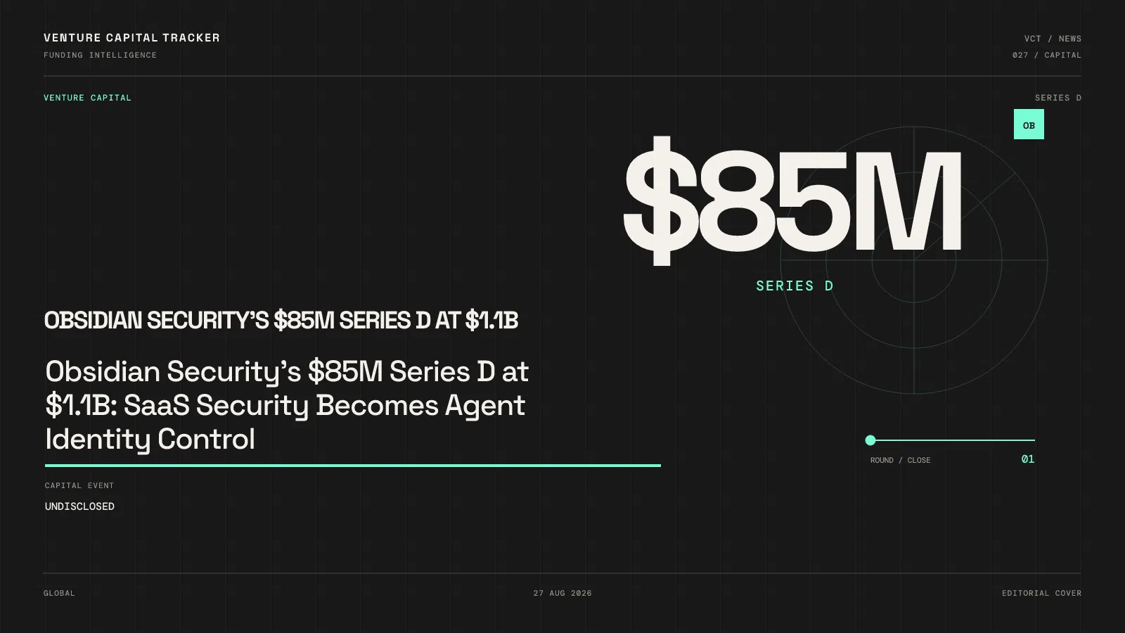 Obsidian Security’s $85M Series D at $1.1B: SaaS Security Becomes Agent Identity Control