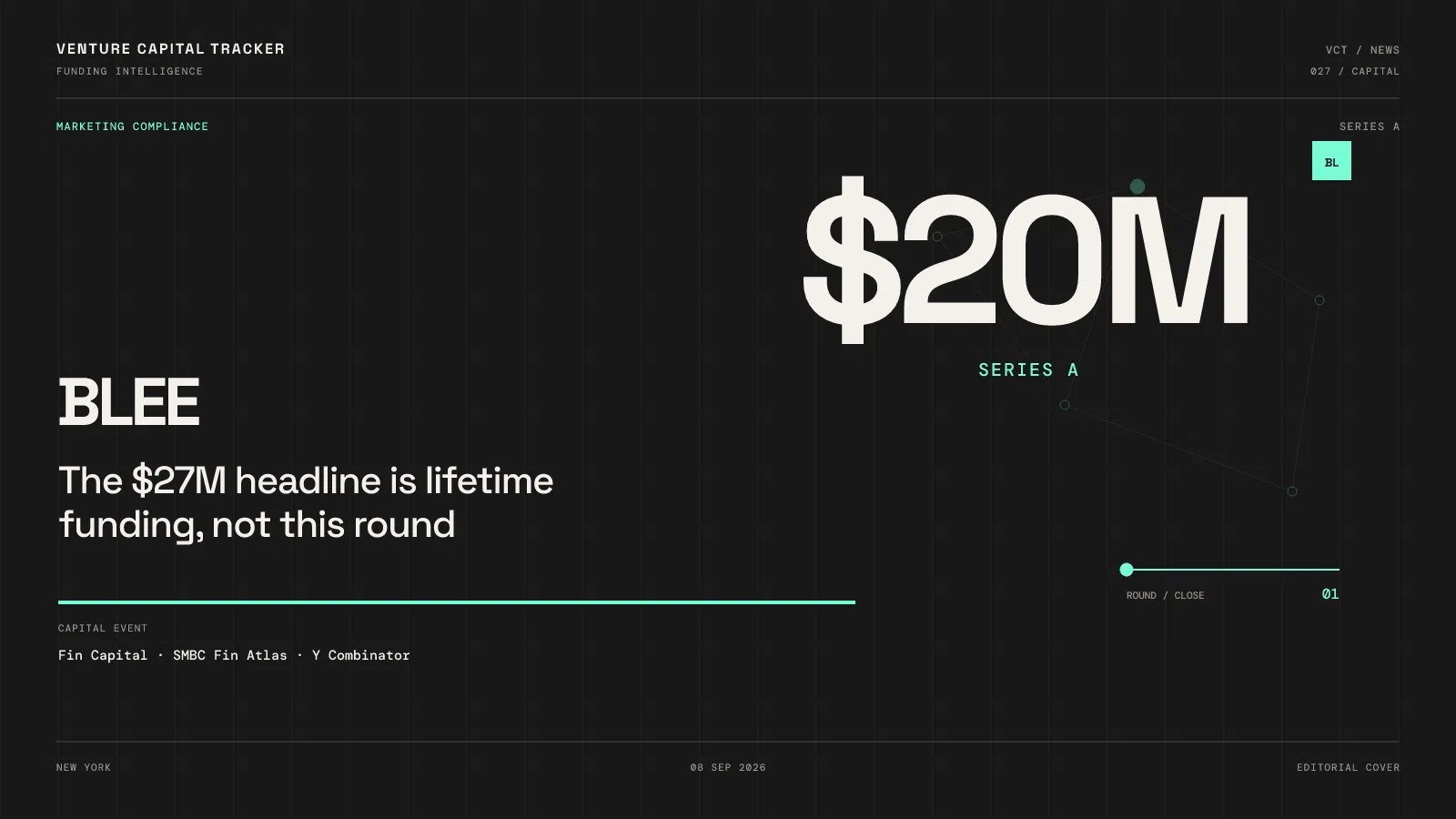 Cover for Blee $20M Series A — $27M is lifetime funding