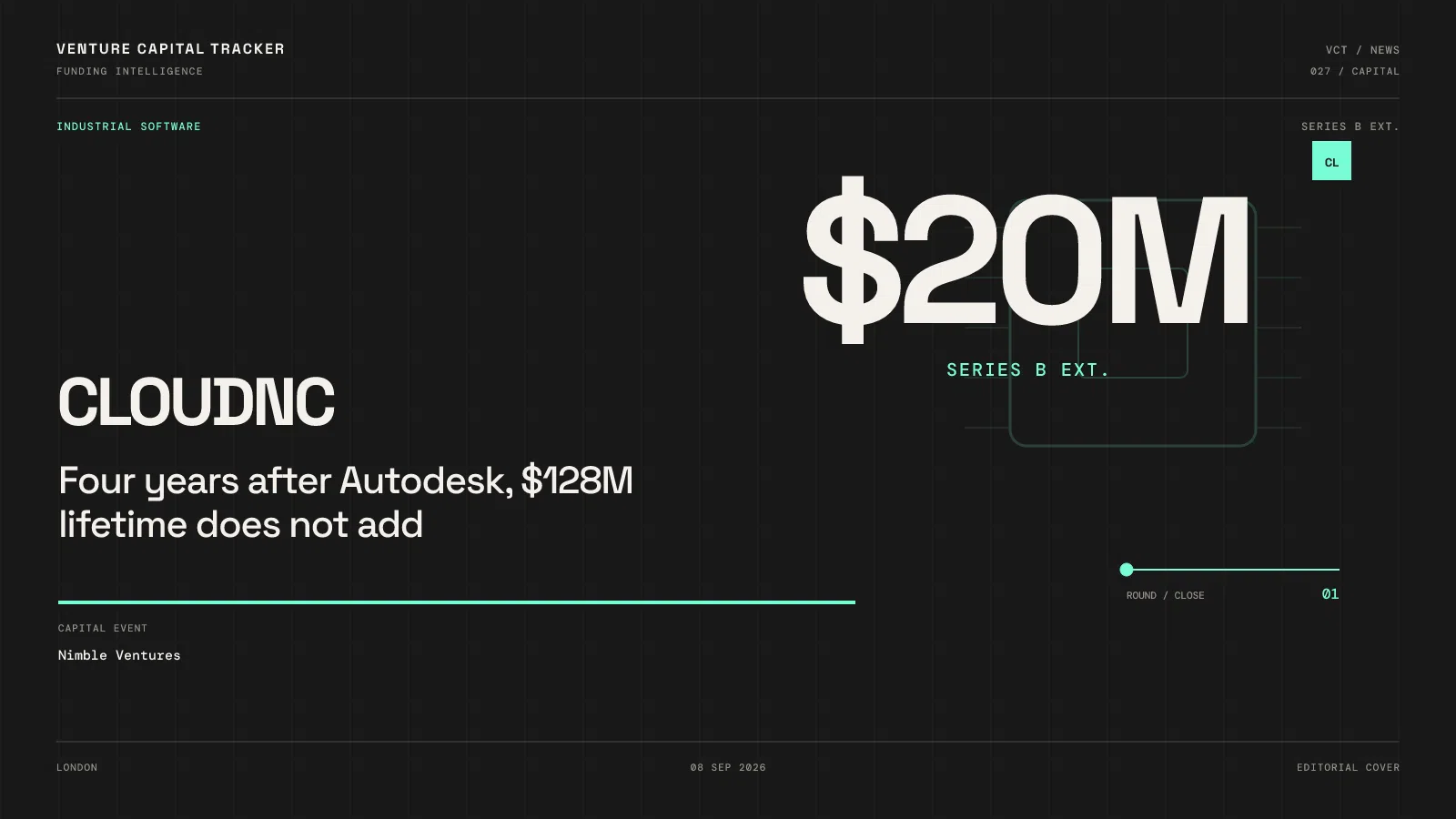 Cover for CloudNC $20M Series B extension — Nimble Ventures