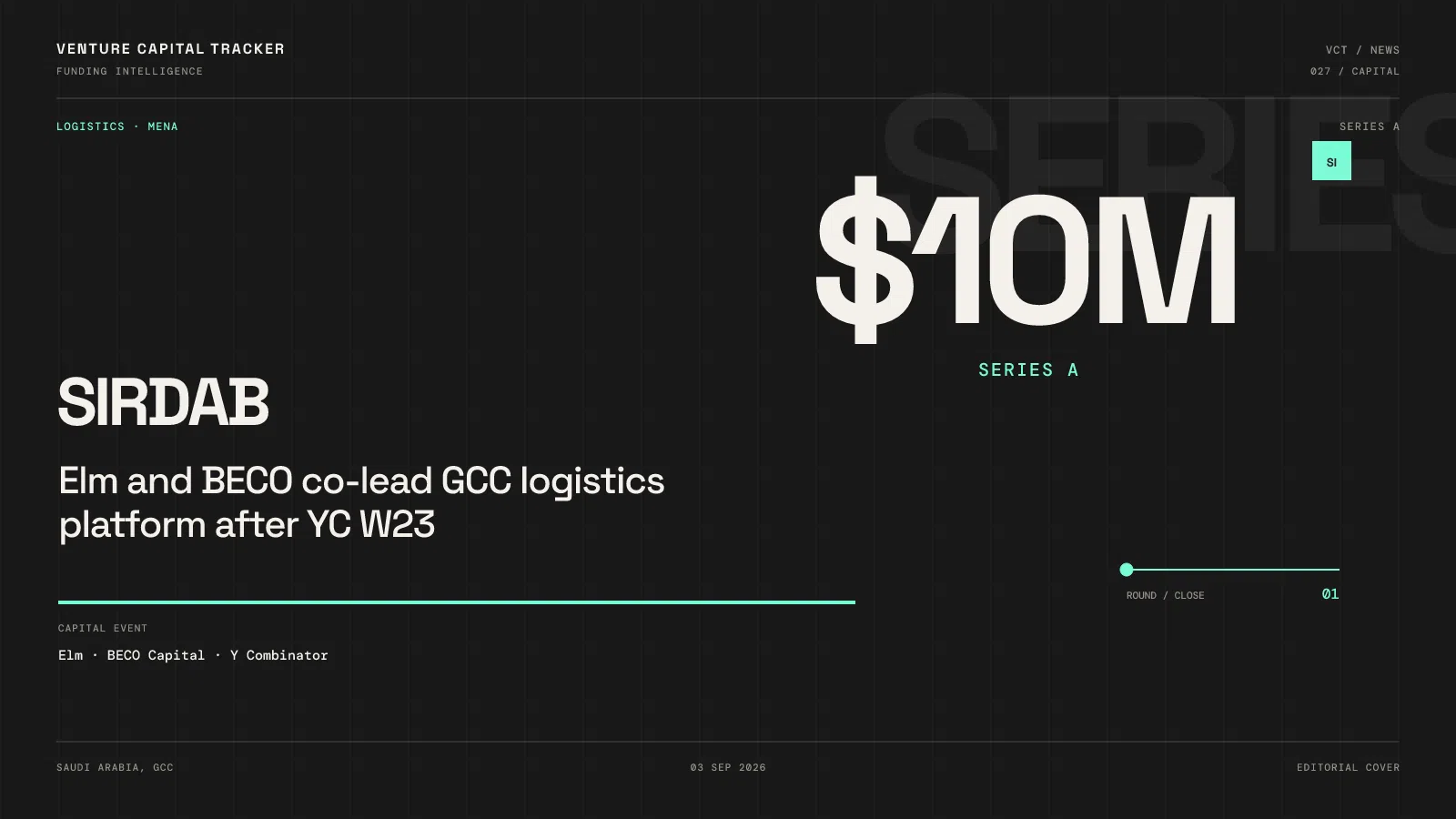 Cover for Sirdab $10M Series A — Elm, BECO, and YC GCC logistics