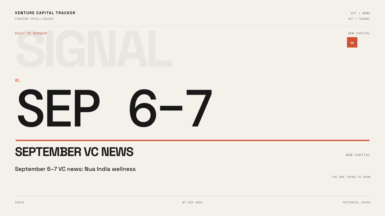 September 6–7 VC News: Nua $50M Series C (Primary + Secondary)