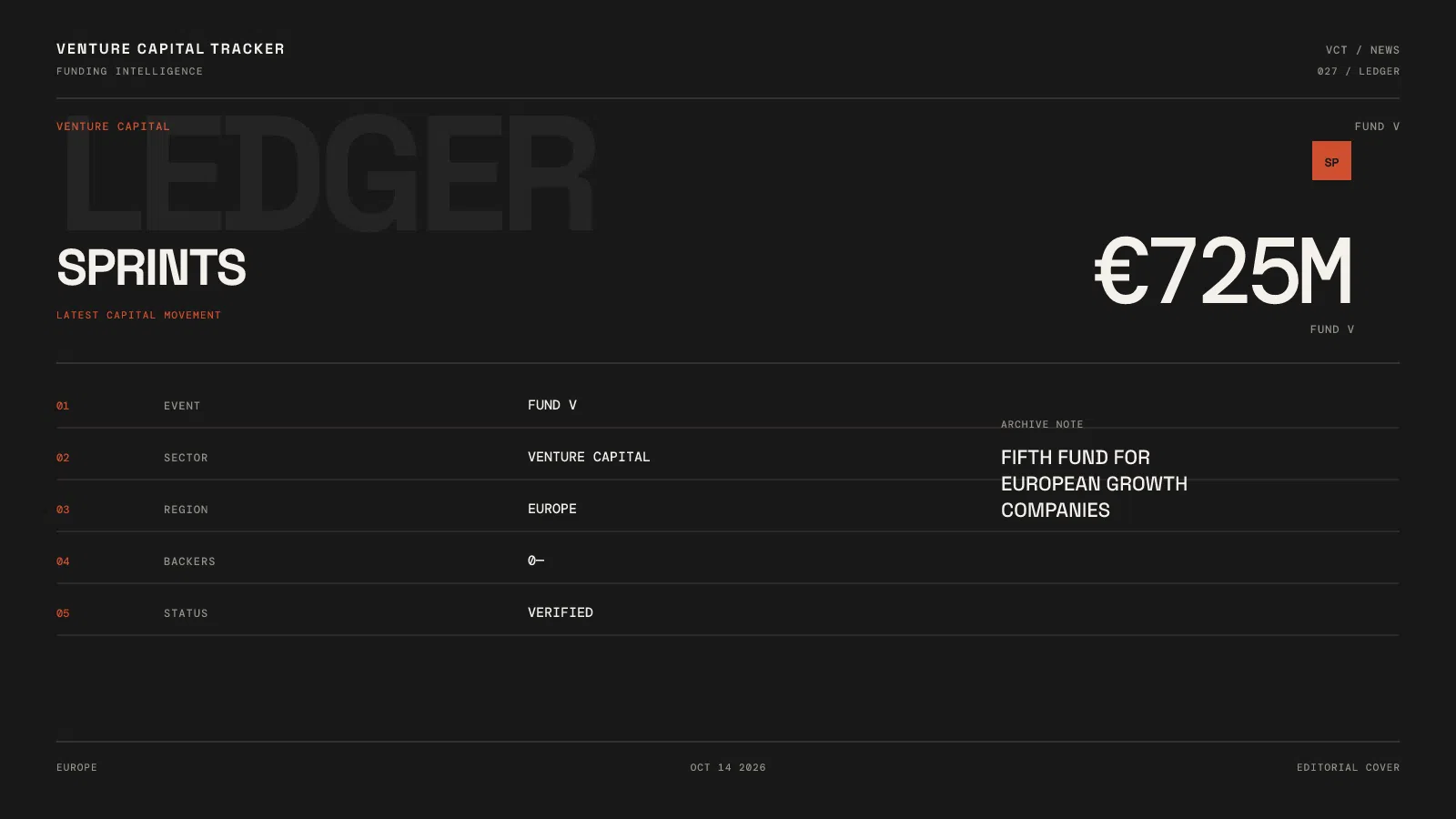 Sprints €725M Fund V final close