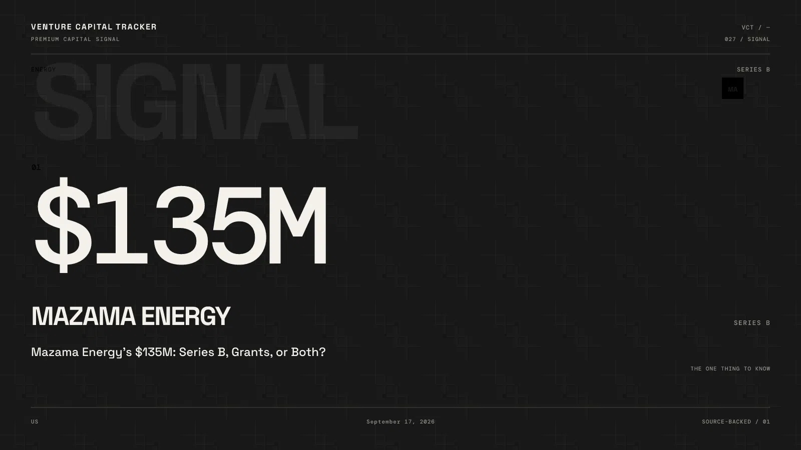 Mazama Energy’s $135M: Series B, Grants, or Both?