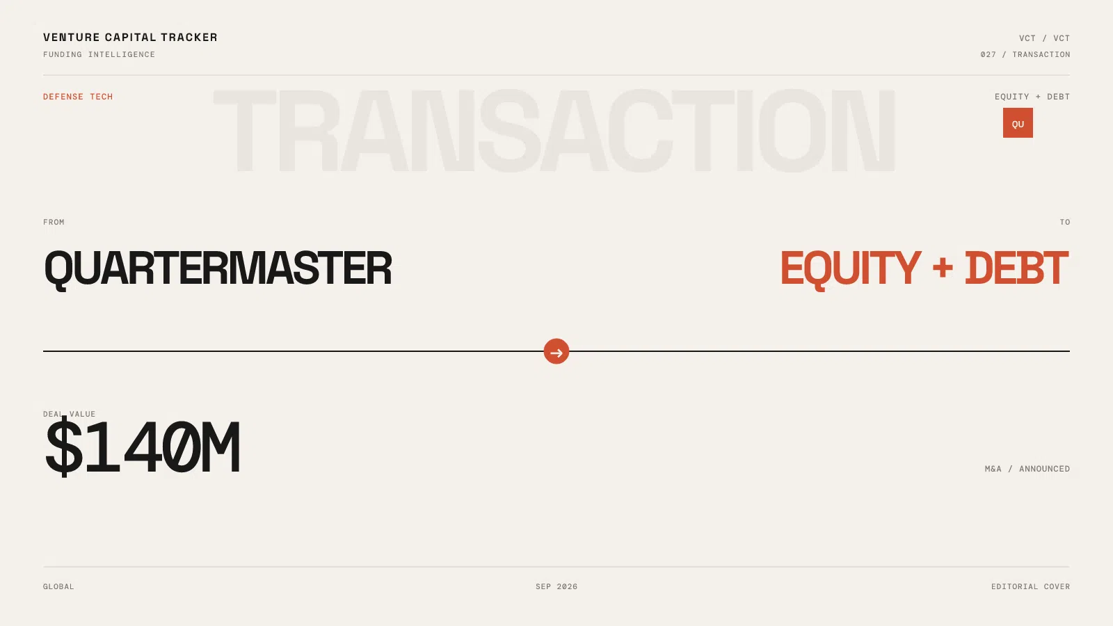 Quartermaster Equity + debt $140M